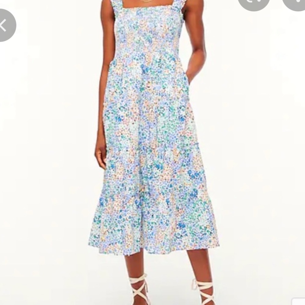 J.Crew Smocked Tiered Midi Dress